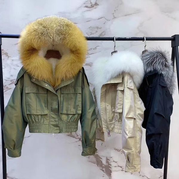 oftbuy 2020 new fashion real fur short parka outerwear winter jacket women natural fox fur collar wool fur liner coat streetwear, Black
oftbuy 2020 new fashion real fur short parka outerwear winter jacket women natural fox fur collar wool fur liner coat streetwear, Black