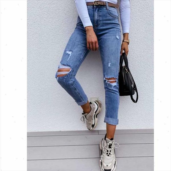 women stretch ripped distressed skinny high waist denim pants shredded jeans trousers slim ladies spring autumn wear 2021, Blue
women stretch ripped distressed skinny high waist denim pants shredded jeans trousers slim ladies spring autumn wear 2021, Blue
