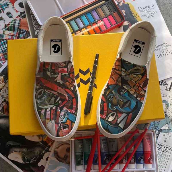 luxury custom shoes slip-on men casual canvas sneaker oil painting custom own shoes handmade flat rubber sole yellow all-match fashion shoes
luxury custom shoes slip-on men casual canvas sneaker oil painting custom own shoes handmade flat rubber sole yellow all-match fashion shoes
