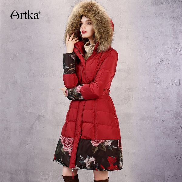 artka women's down coat winter outerwear long parka female fur collar jacket hooded windbreaker floral overcoat zk11867d y201026, Black
artka women's down coat winter outerwear long parka female fur collar jacket hooded windbreaker floral overcoat zk11867d y201026, Black