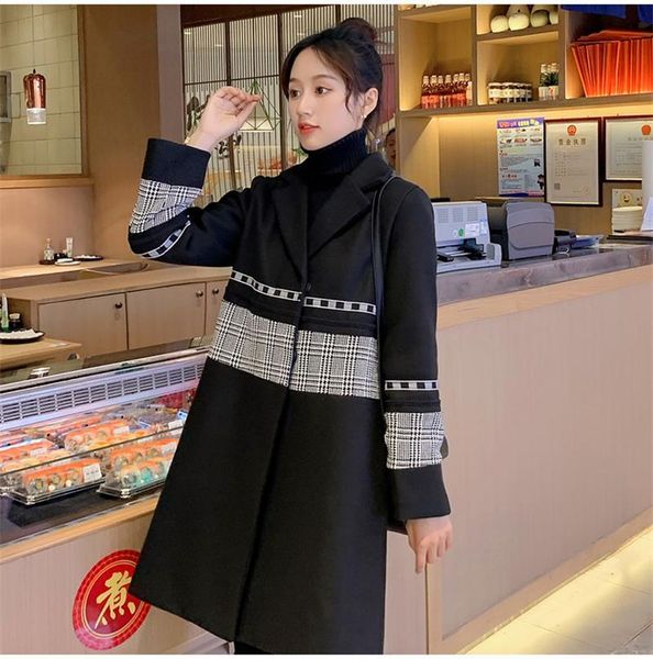 women's jackets 2021 autumn and winter mid to long womens houndstooth single breasted diamond loose black casual warm wool coat office, Black;brown
women's jackets 2021 autumn and winter mid to long womens houndstooth single breasted diamond loose black casual warm wool coat office, Black;brown