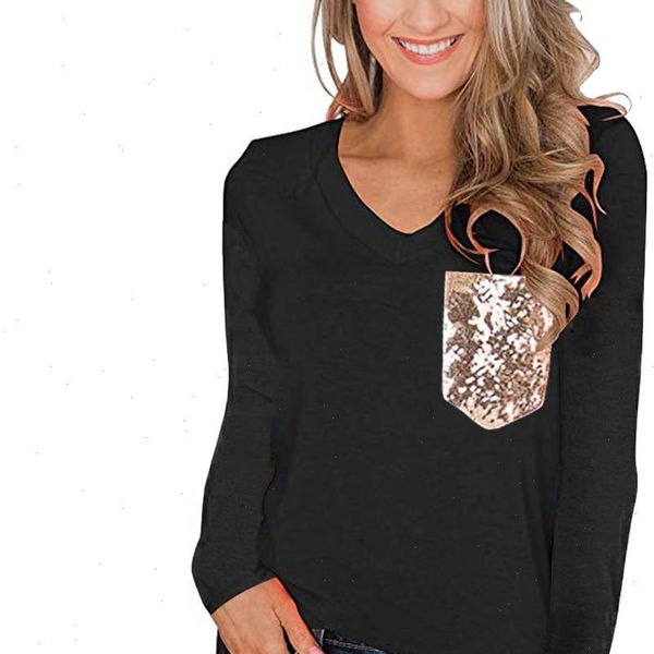 womens sequin pocket t shirt long sleeves casual v neck basic tees spring autumn lady tee shirt femme 2021, White
womens sequin pocket t shirt long sleeves casual v neck basic tees spring autumn lady tee shirt femme 2021, White