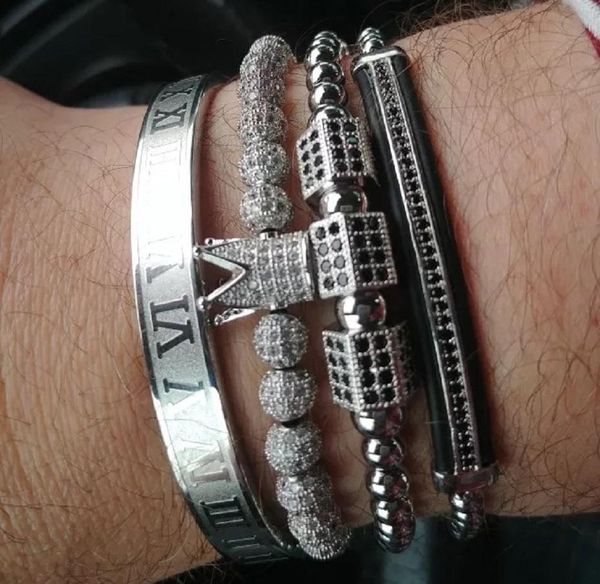4pcs/set gold hip hop hand made bead bracelet men copper pave cz zircon crown roman numeral bracelets & bangles11, Golden;silver
4pcs/set gold hip hop hand made bead bracelet men copper pave cz zircon crown roman numeral bracelets & bangles11, Golden;silver