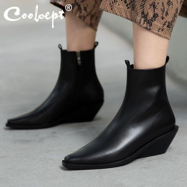 boots coolcept 2021 women ankle real leather wedges winter shoes fashion party ladies short footwear size 34-40, Black
boots coolcept 2021 women ankle real leather wedges winter shoes fashion party ladies short footwear size 34-40, Black