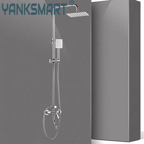 yanksmart chrome bath shower faucets set bathroom mixer shower bathtub taps rainfall shower wall torneira tap 8 "shower head 1011
yanksmart chrome bath shower faucets set bathroom mixer shower bathtub taps rainfall shower wall torneira tap 8 "shower head 1011
