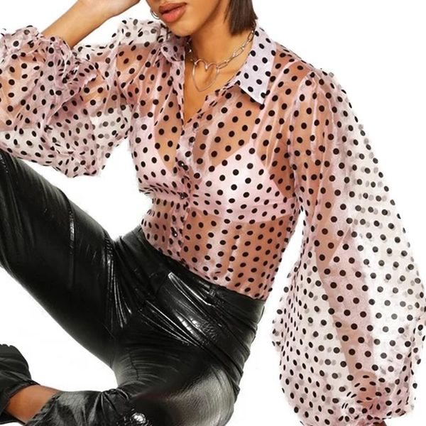 women perspective polka dot lantern sleeve leopard mesh t-shirt blouse leopard dot black blouse, White
women perspective polka dot lantern sleeve leopard mesh t-shirt blouse leopard dot black blouse, White
