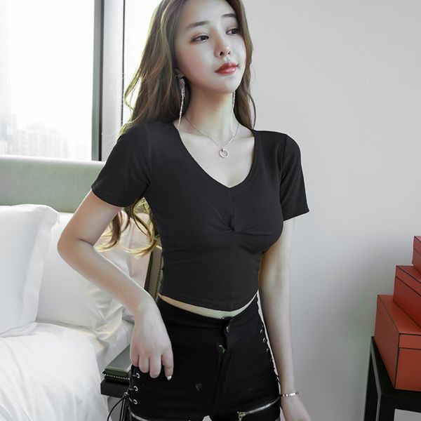 short sleeve t-shirt women 2020 new korean version of solid color short v-neck twist pleated bottom women's summer women's wear an, White
short sleeve t-shirt women 2020 new korean version of solid color short v-neck twist pleated bottom women's summer women's wear an, White