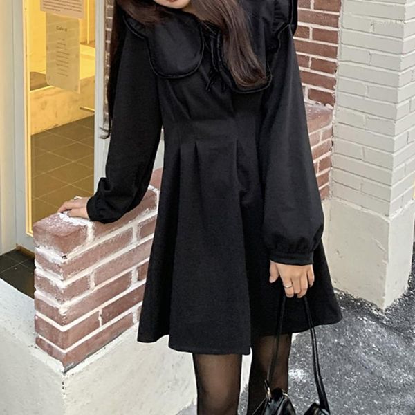 preppy style long sleeve dress korean fashion draw back thin simple elegant solid color lotus leaf collar1, Black;gray
preppy style long sleeve dress korean fashion draw back thin simple elegant solid color lotus leaf collar1, Black;gray