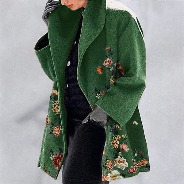 women's plus size coat fashion pocket button floral print long jacket street daily spring fall long sleeve turndown collar jacket u76t#, Black
women's plus size coat fashion pocket button floral print long jacket street daily spring fall long sleeve turndown collar jacket u76t#, Black