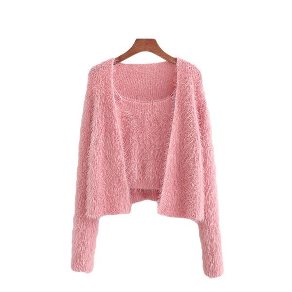 2021 new soft female candy jumpers fashion pink ladies knit elegant feminine chic girls solid two suit parts yx5q, White;black
2021 new soft female candy jumpers fashion pink ladies knit elegant feminine chic girls solid two suit parts yx5q, White;black