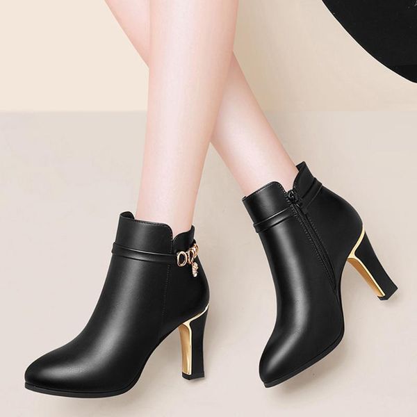new fashion boots women zipper crystal decoration solid pointed toe shoes party boots high heel women's damenstiefel r1, Black
new fashion boots women zipper crystal decoration solid pointed toe shoes party boots high heel women's damenstiefel r1, Black