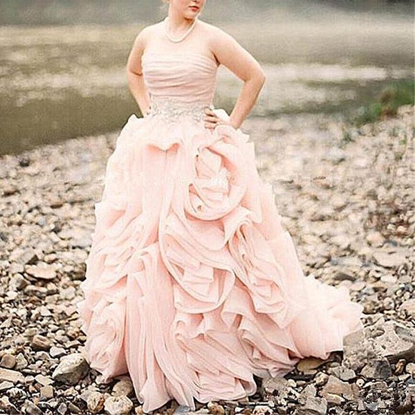 fashion designer strapless pink wedding dresess ruched ruffle skirt sleeveless long garden bridal gowns sweep train beach vestidos de novia, White
fashion designer strapless pink wedding dresess ruched ruffle skirt sleeveless long garden bridal gowns sweep train beach vestidos de novia, White