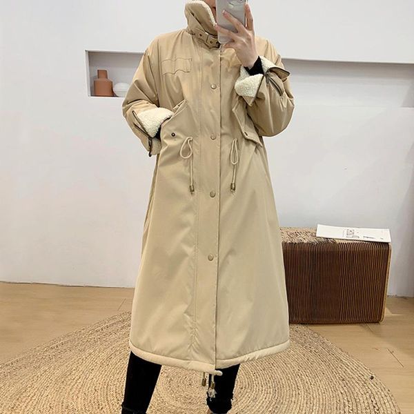ftlzz winter lambswool inner lining cotton long coat women casual oversize outwear vintage style loose thick warm snow jacket, Black
ftlzz winter lambswool inner lining cotton long coat women casual oversize outwear vintage style loose thick warm snow jacket, Black