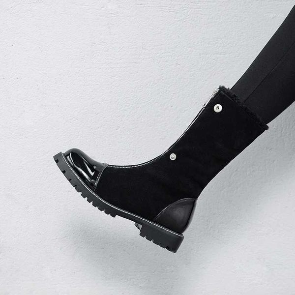 boots winter shoes women's mid-calf lambswool genuine leather snow keep warm rock zippers botas mujer1, Black
boots winter shoes women's mid-calf lambswool genuine leather snow keep warm rock zippers botas mujer1, Black