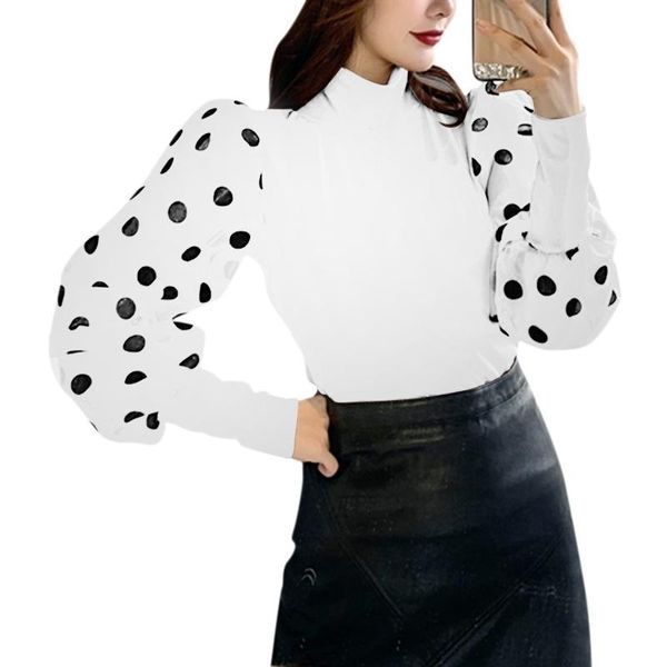 women's blouses & shirts women autumn polka dot solid color stitching puff sleeve korean shirt casual female chiffon slim fashion blous, White
women's blouses & shirts women autumn polka dot solid color stitching puff sleeve korean shirt casual female chiffon slim fashion blous, White