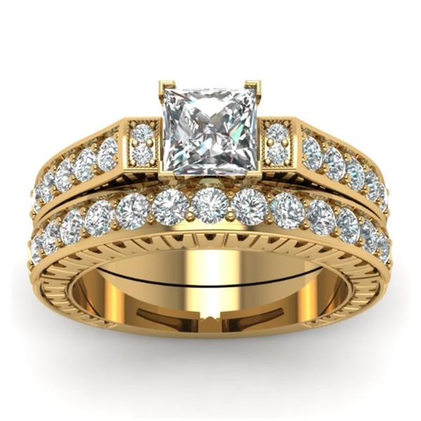 cluster rings fdlk exquisite women's jewelry gold color white crystal 1.8 princess cut bridal wedding engagement ring set, Golden;silver
cluster rings fdlk exquisite women's jewelry gold color white crystal 1.8 princess cut bridal wedding engagement ring set, Golden;silver