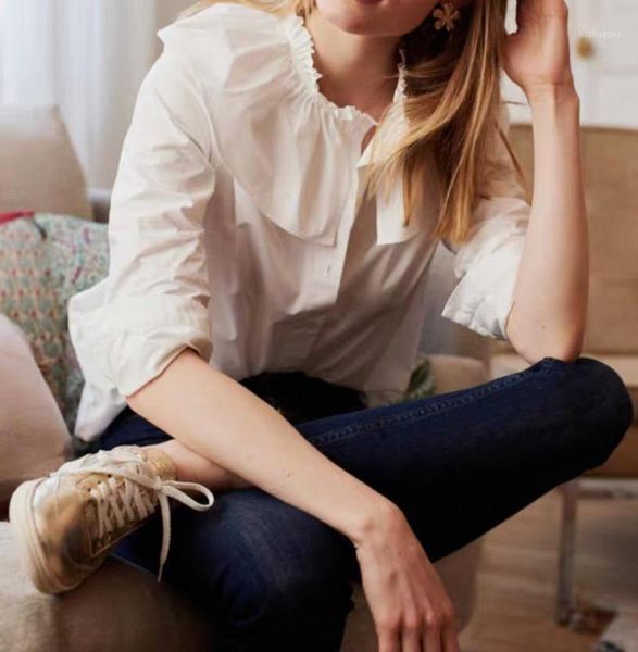 ruffled solid color lady shirt 2020 new long sleeve turn-down collar casual wild women shirt 1, White
ruffled solid color lady shirt 2020 new long sleeve turn-down collar casual wild women shirt 1, White