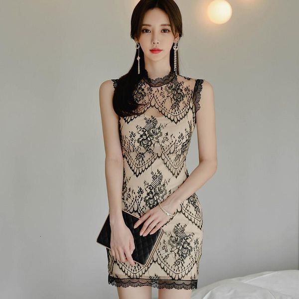 2020 summer women sleeveless stand neck korea cloth slim bodycon mini full lace club dress, Black;gray
2020 summer women sleeveless stand neck korea cloth slim bodycon mini full lace club dress, Black;gray