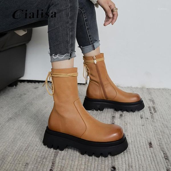 cialisa shoes for women winter chunky heel genuine leather new shoes platform round toe cross-tied women boots1, Black
cialisa shoes for women winter chunky heel genuine leather new shoes platform round toe cross-tied women boots1, Black