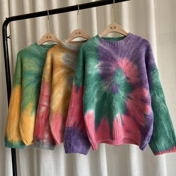 women's sweaters 2021 autumn winter gradient tie dye sweater pullover lazy style loose long sleeve fashion, White;black
women's sweaters 2021 autumn winter gradient tie dye sweater pullover lazy style loose long sleeve fashion, White;black