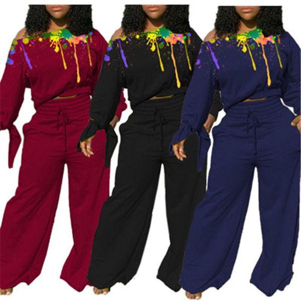 women paint inkjet suits clothes fashion trend long sleeve tie drawstring wide legs pant sets designer female autumn casual tracksuits, Gray
women paint inkjet suits clothes fashion trend long sleeve tie drawstring wide legs pant sets designer female autumn casual tracksuits, Gray