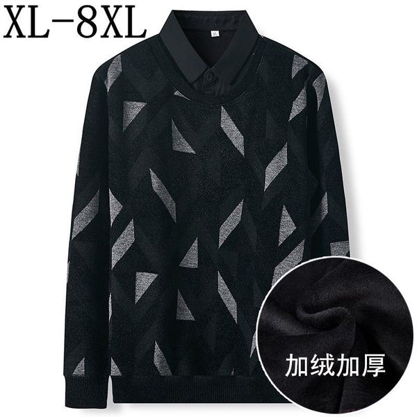 men's sweaters 8xl 7xl 6xl shirt collar fake two pieces oversized men sweater winter thick fleece pull soft warm male jumper, White;black
men's sweaters 8xl 7xl 6xl shirt collar fake two pieces oversized men sweater winter thick fleece pull soft warm male jumper, White;black