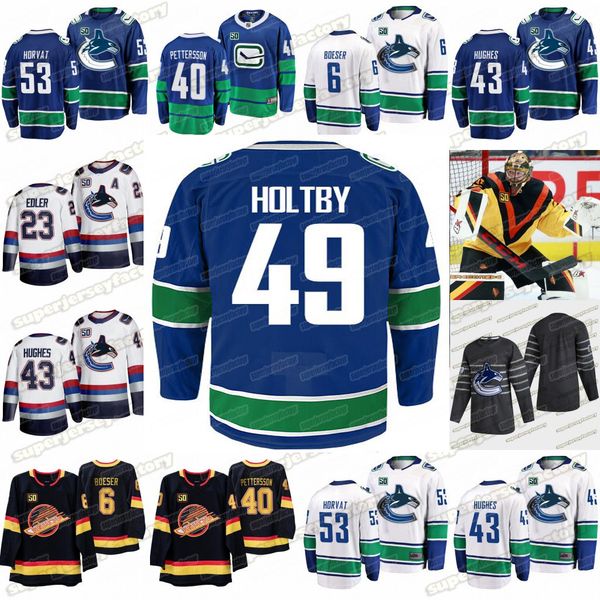 49 braden holtby vancouver canucks 50th bo horvat quinn hughes captain brock boeser elias pettersson tyler toffoli hockey jersey, Black;red
49 braden holtby vancouver canucks 50th bo horvat quinn hughes captain brock boeser elias pettersson tyler toffoli hockey jersey, Black;red