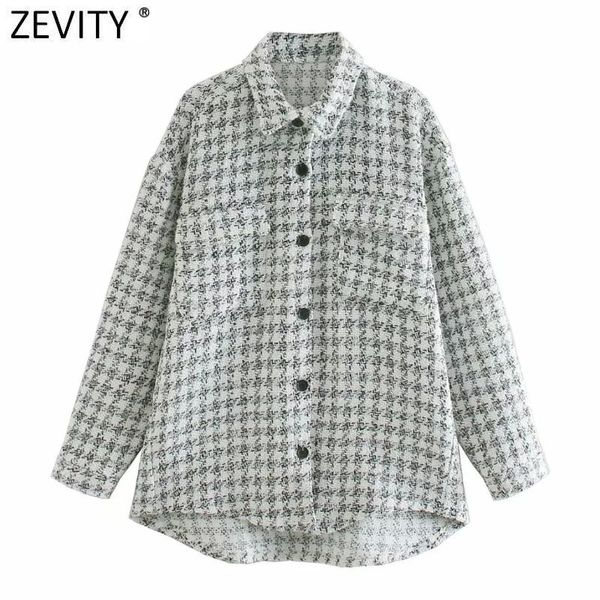 women's jackets zevity 2021 women vintage houndstooth plaid woolen coat femme long sleeve double pockets patch casual jacket chic ct62, Black;brown
women's jackets zevity 2021 women vintage houndstooth plaid woolen coat femme long sleeve double pockets patch casual jacket chic ct62, Black;brown