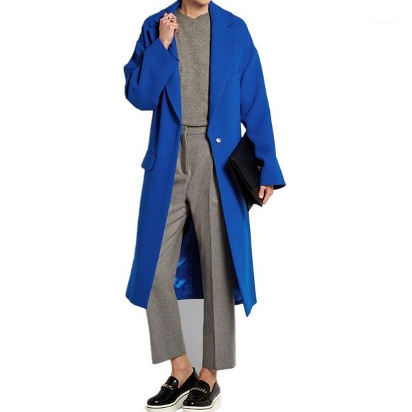 2020 winter new women suit collar slim cashmere coat long jacket female solid royal blue color pocket slim outerwear with sashes1, Black
2020 winter new women suit collar slim cashmere coat long jacket female solid royal blue color pocket slim outerwear with sashes1, Black