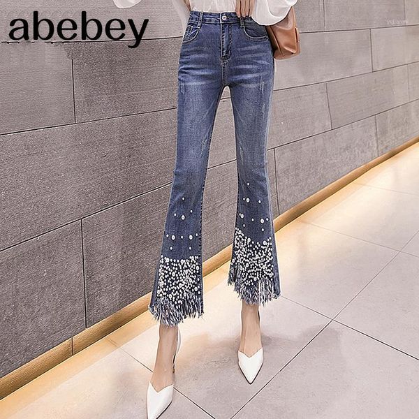 2020pearl beading jeans women casual tassel skinny ladies denim flare pants high waist femme ripped stretch zipper trousers1, Blue
2020pearl beading jeans women casual tassel skinny ladies denim flare pants high waist femme ripped stretch zipper trousers1, Blue