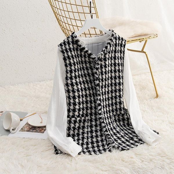 women vest summer 2020 small thin loose waistcoat plaid ladies fashion cardigan outwear shepherd check vests1, Black;white
women vest summer 2020 small thin loose waistcoat plaid ladies fashion cardigan outwear shepherd check vests1, Black;white