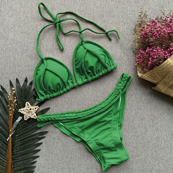 hand knitted lace up brazilian bikini 2020 women halter swimsuit bandeau swimwear female two pieces bikini set bathing suit swim1, White;black
hand knitted lace up brazilian bikini 2020 women halter swimsuit bandeau swimwear female two pieces bikini set bathing suit swim1, White;black