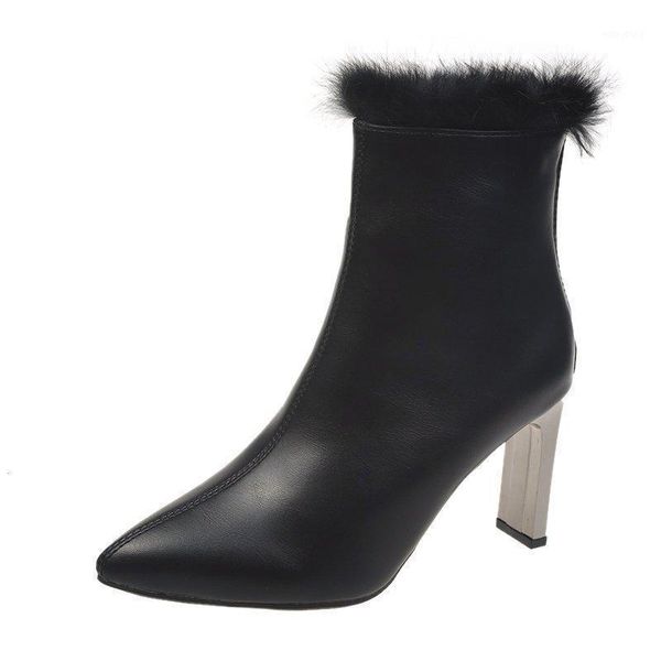 2020 new winter long women's boots waterproof leather boots metal decoration round toe fur high heels zapatos de mujer1, Black
2020 new winter long women's boots waterproof leather boots metal decoration round toe fur high heels zapatos de mujer1, Black