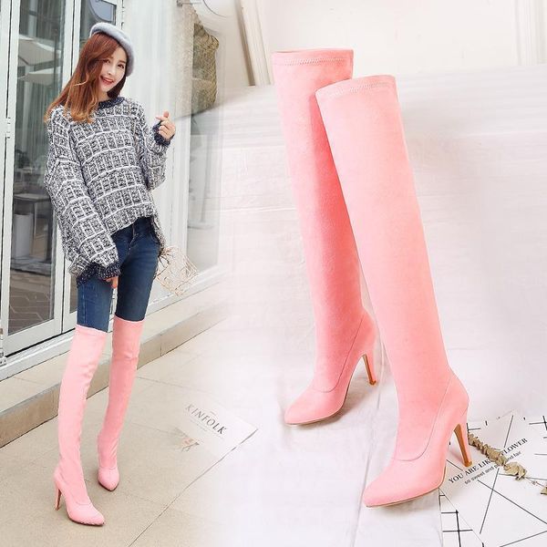 boots winter over the knee women stretch fabrics high heel slip on shoes pointed toe woman long botas mujer size 34-481, Black
boots winter over the knee women stretch fabrics high heel slip on shoes pointed toe woman long botas mujer size 34-481, Black