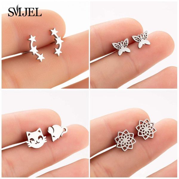 SMJEL Stainless Steel Star Butterfly Mouse Cat Flower Punk Earrings For Women Small Earring Minimalism Ear Studs Female1, Golden;silver
SMJEL Stainless Steel Star Butterfly Mouse Cat Flower Punk Earrings For Women Small Earring Minimalism Ear Studs Female1, Golden;silver
