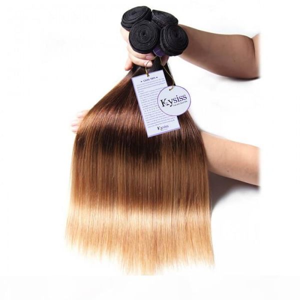 tkwig series virgin human hair 4 bundles t1b 4-27 ombre straight hair with lace closure, Black;brown 
tkwig series virgin human hair 4 bundles t1b 4-27 ombre straight hair with lace closure, Black;brown