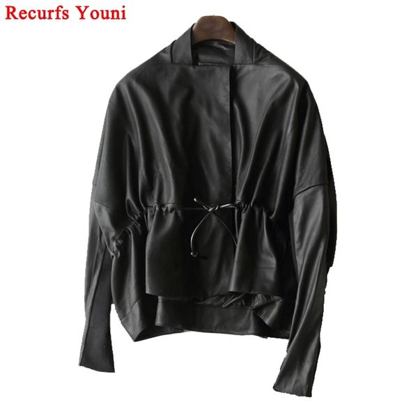 women's clothing great texture women loose casual genuine leather jacket female imported frosted sheepskin drawstring waist coat 201030, Black
women's clothing great texture women loose casual genuine leather jacket female imported frosted sheepskin drawstring waist coat 201030, Black