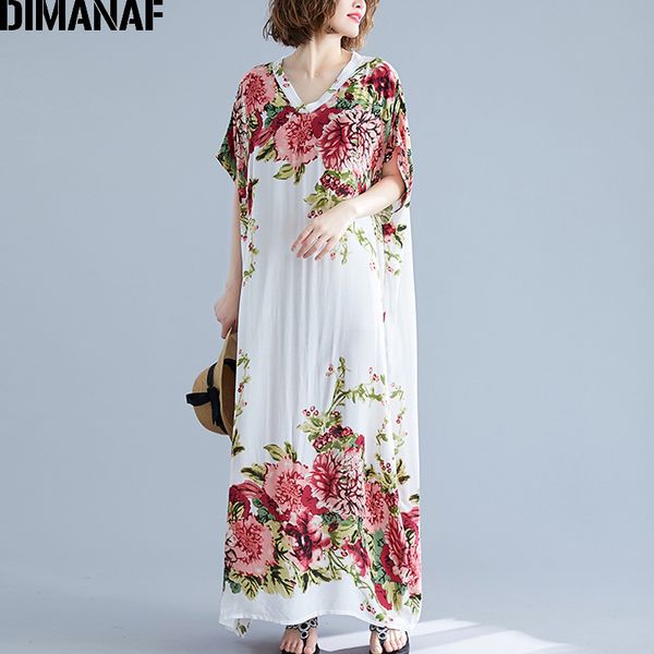 dimanaf plus size women dress summer vestidos beach print floral sundress big size female lady loose cotton maxi long dress 6xl y200805, Black;pink
dimanaf plus size women dress summer vestidos beach print floral sundress big size female lady loose cotton maxi long dress 6xl y200805, Black;pink