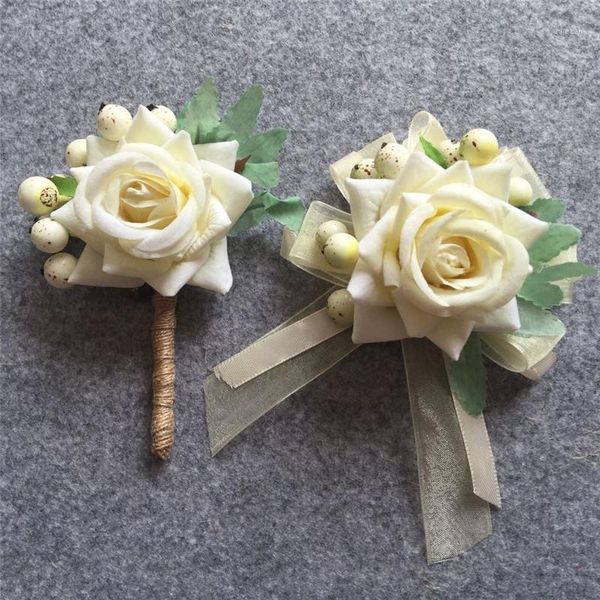 decorative flowers & wreaths ivory groom boutonniere bride wrist corsage artificial hand wedding flower bouquet accessories party man suit d 
decorative flowers & wreaths ivory groom boutonniere bride wrist corsage artificial hand wedding flower bouquet accessories party man suit d