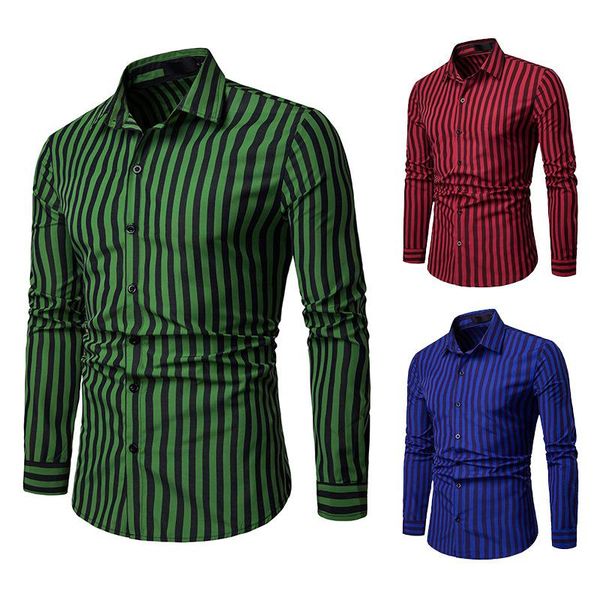 euro size men shirt long sleeve turn down collar casual slim fit dress shirt for men striped shirts, White;black
euro size men shirt long sleeve turn down collar casual slim fit dress shirt for men striped shirts, White;black