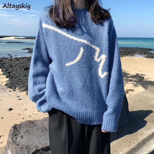 pullovers women college style simple lovely stylish korean all-match loose long sleeve daily holiday chic ladies sweater knitted, White;black
pullovers women college style simple lovely stylish korean all-match loose long sleeve daily holiday chic ladies sweater knitted, White;black