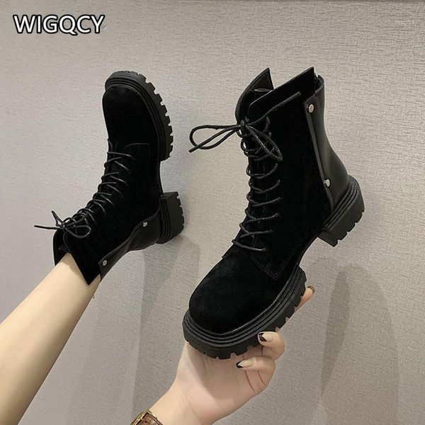 boots 2021 fashion women suede leather mid lace up chunky round toe outdoor shoes winter platform1, Black
boots 2021 fashion women suede leather mid lace up chunky round toe outdoor shoes winter platform1, Black