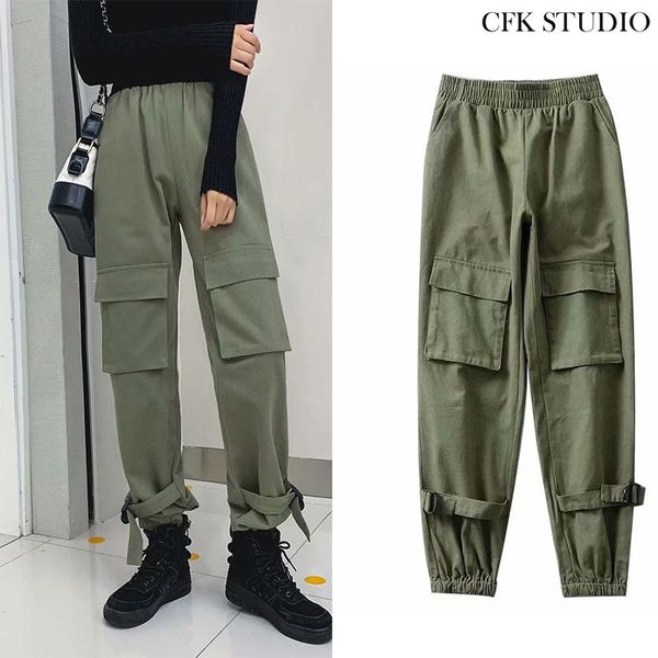 women's pants & capris 2021 women autumn sports with high waist pocket solid cargo long pant femme casual streetwear green cotton trous, Black;white
women's pants & capris 2021 women autumn sports with high waist pocket solid cargo long pant femme casual streetwear green cotton trous, Black;white