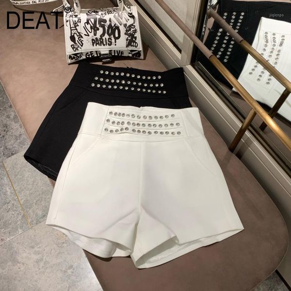 women's shorts deat 2021 summer fashion zipprt solid high waist slim diamond wide leg casual women sb9681, White;black
women's shorts deat 2021 summer fashion zipprt solid high waist slim diamond wide leg casual women sb9681, White;black