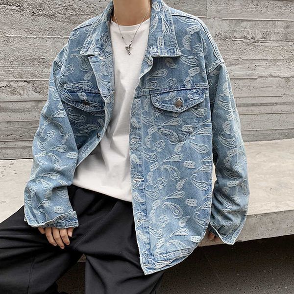 denim autumn korean american old size fat loose casual handsome jacket men's fashion, Black;brown