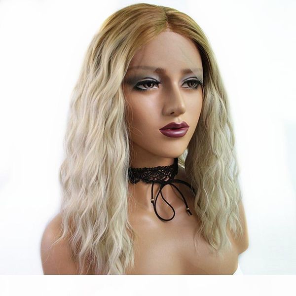 ombre blonde dark roots synthetic lace front wigs curly wavy natural looking wigs for women middle part glueless full wigs, Black
ombre blonde dark roots synthetic lace front wigs curly wavy natural looking wigs for women middle part glueless full wigs, Black