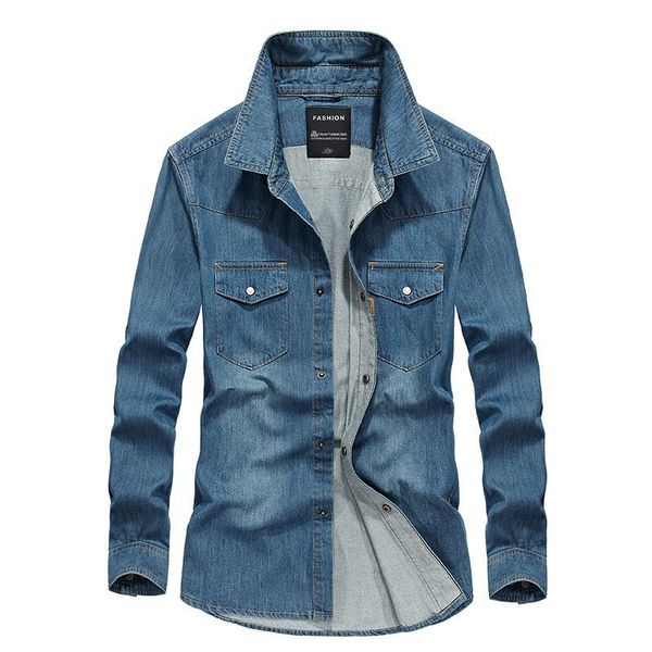 2020 autumn new men's long sleeve cotton denim casual work shirt large 539, White;black
2020 autumn new men's long sleeve cotton denim casual work shirt large 539, White;black