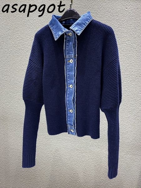 2020 autumn winter plus size lantern sleeve single breasted denim patchwork knitwear coat turn down collar cardigan sweater wild h1211, White;black
2020 autumn winter plus size lantern sleeve single breasted denim patchwork knitwear coat turn down collar cardigan sweater wild h1211, White;black