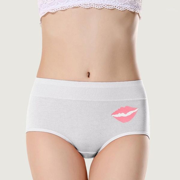 women fashion pants low waist tummy control lip print panties underwear comfortable panties leak proof physiological pants1, Black;pink