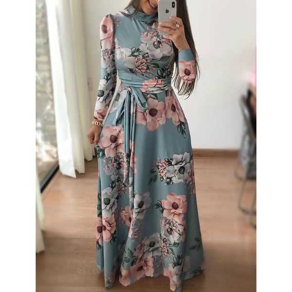 women fit and flare spring autumn dress bohe floral print stand neck floral dress elegant high waist women long dresses, Black;gray
women fit and flare spring autumn dress bohe floral print stand neck floral dress elegant high waist women long dresses, Black;gray